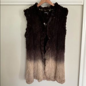 REAL FUR BROWN AND TAN LONG LADIES VEST